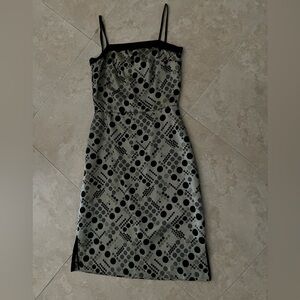 Grey and black polka dot mini dress